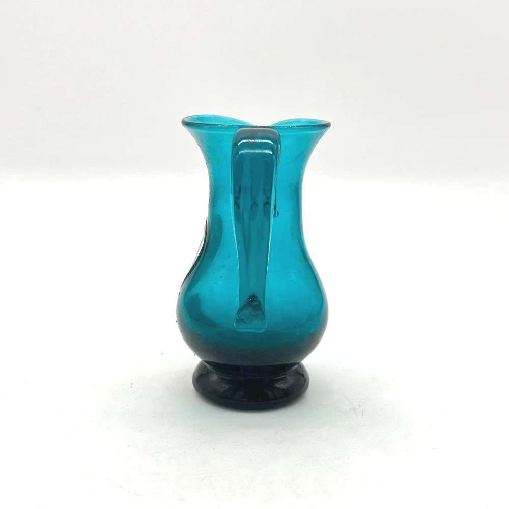 CW Williamsburg Restoration Royal‎ Leerdam Holland Teal Blue Glass Pitcher Small